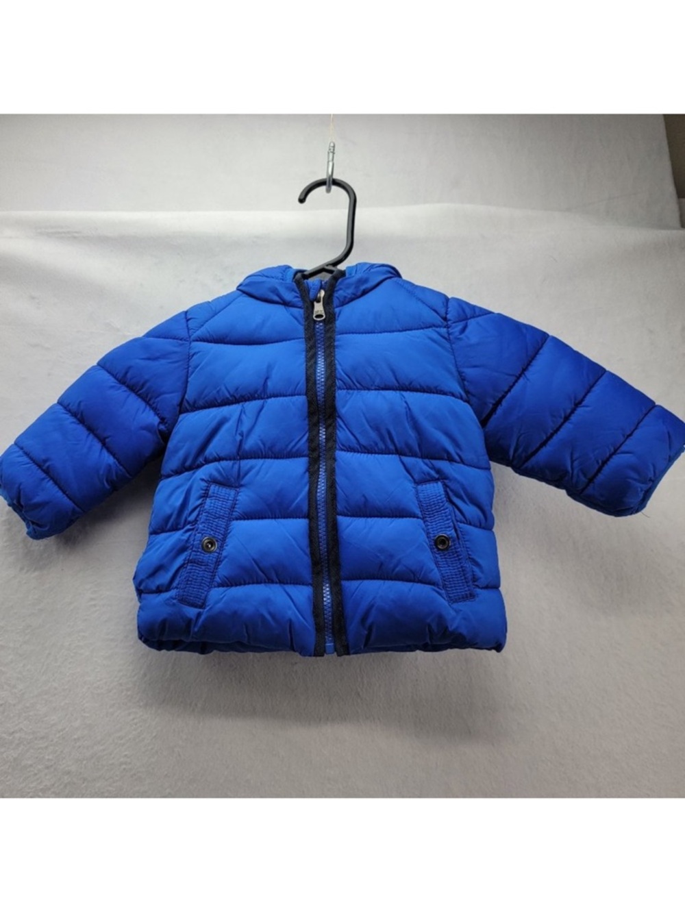 Zara Bright Blue Puffer Jacket with Hood Sz 3-6 months